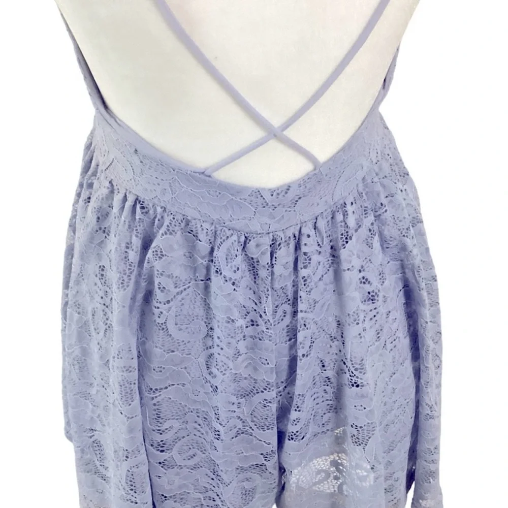 Sam Edelman Eventide Lace Dusty Blue Romper - Picture 6 of 10